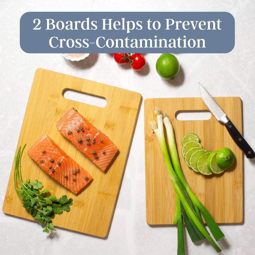Set of 2 Bamboo Cutting Boards, 13" and 11" Sizes