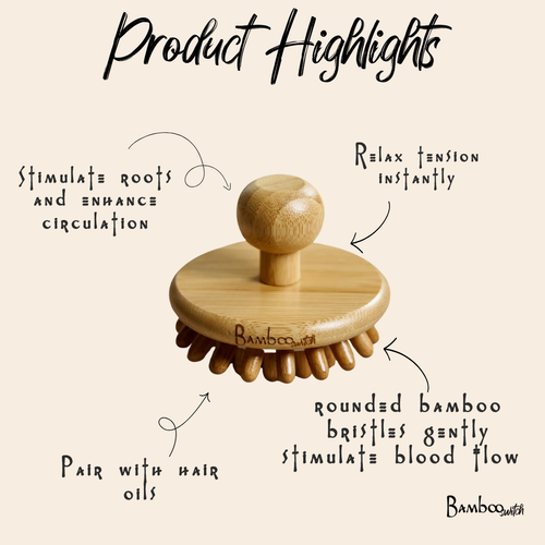 Bamboo Scalp Stimulating Massager & Lymphatic Drainage