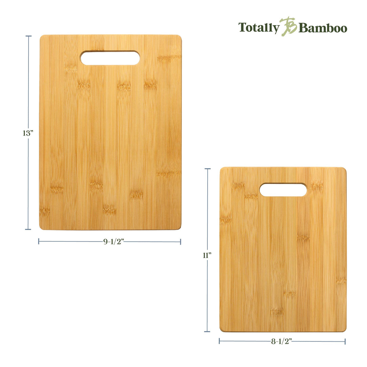Set of 2 Bamboo Cutting Boards, 13" and 11" Sizes