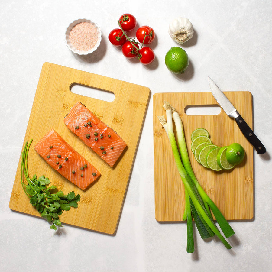 Set of 2 Bamboo Cutting Boards, 13" and 11" Sizes