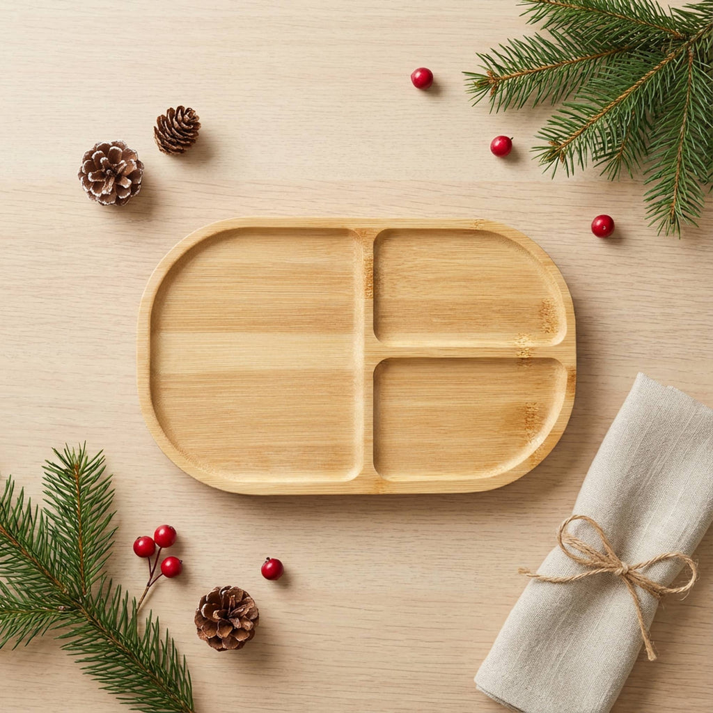 Bamboo Compartment Plate